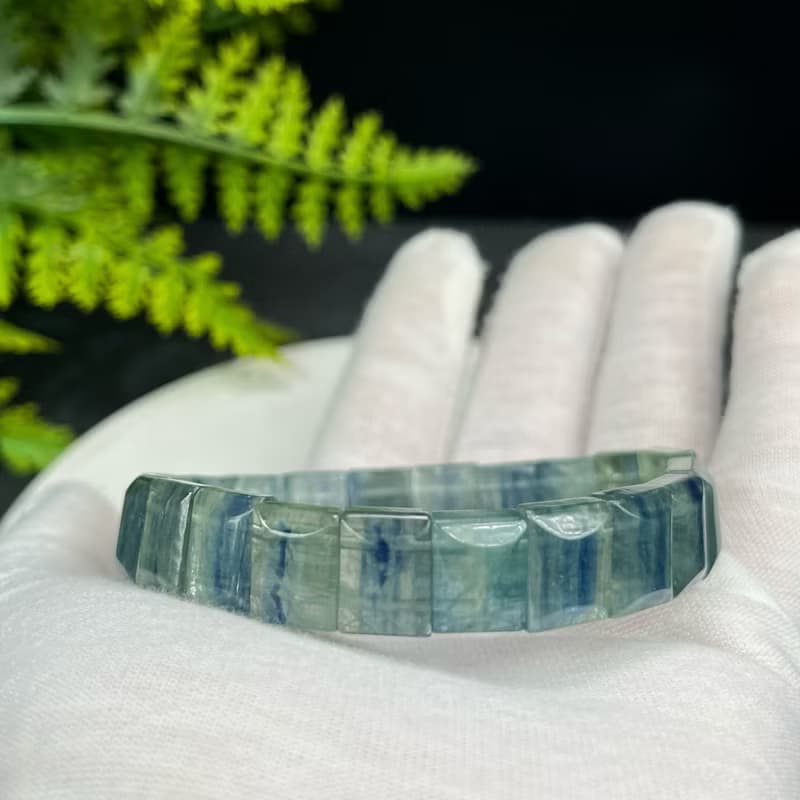高品質綠藍晶石手排冰透顆顆貓眼藍晶石手環女溝通冷靜智慧勇氣