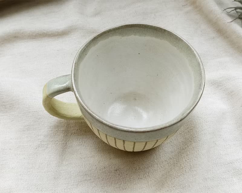 刻紋咖啡杯 黃色