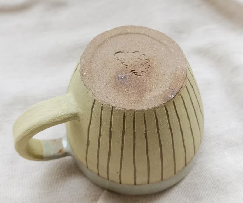 刻紋咖啡杯 黃色