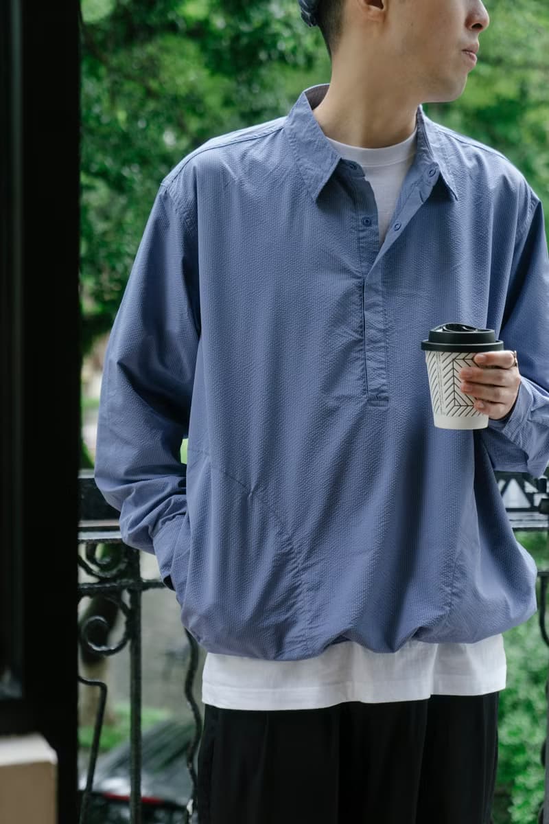 SHIRT 春季色彩泡泡紗質感襯衫 寬鬆套頭舒適休閒條紋輕薄長袖衫