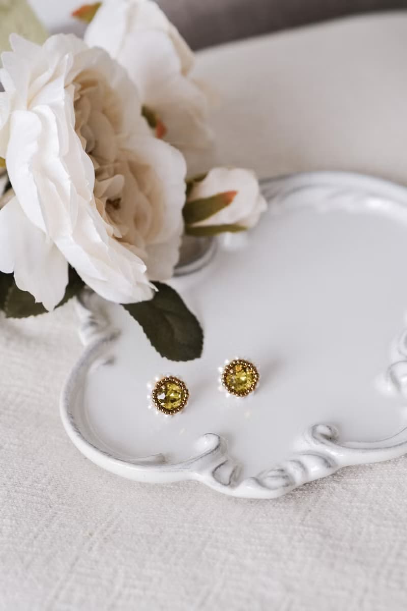 芒星寶石耳環 施華洛世奇 SWAROVSKI 鑽 淡水珍珠 編織耳環