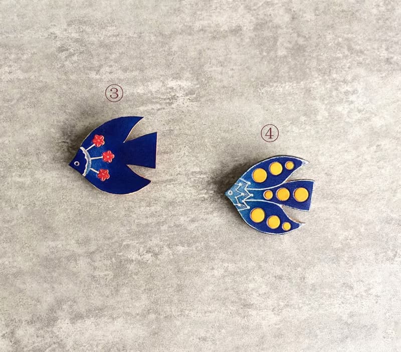 植鞣革鏤空拼色 幸運小鳥2 皮革胸針 / 別針 lucky bird brooch