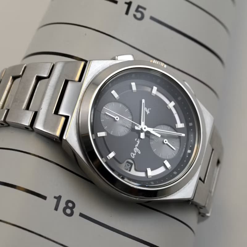 アニエスベー agnes b. 男性用腕時計 QUARTZ クロノグラフ 黒文字盤 38mm径 Ref.7T94-0AX0 手錶 古董錶