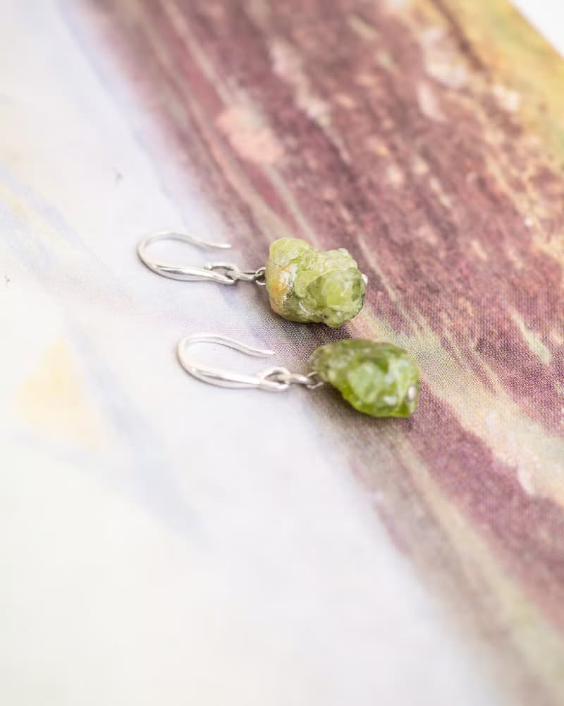 Rough Grossular Garnet Earrings, 925 Silver, Leo, Virgo, Sagittarius stone