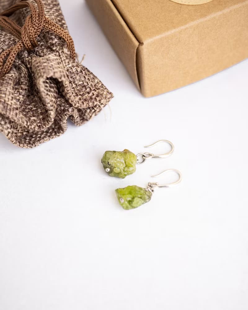 Rough Grossular Garnet Earrings, 925 Silver, Leo, Virgo, Sagittarius stone