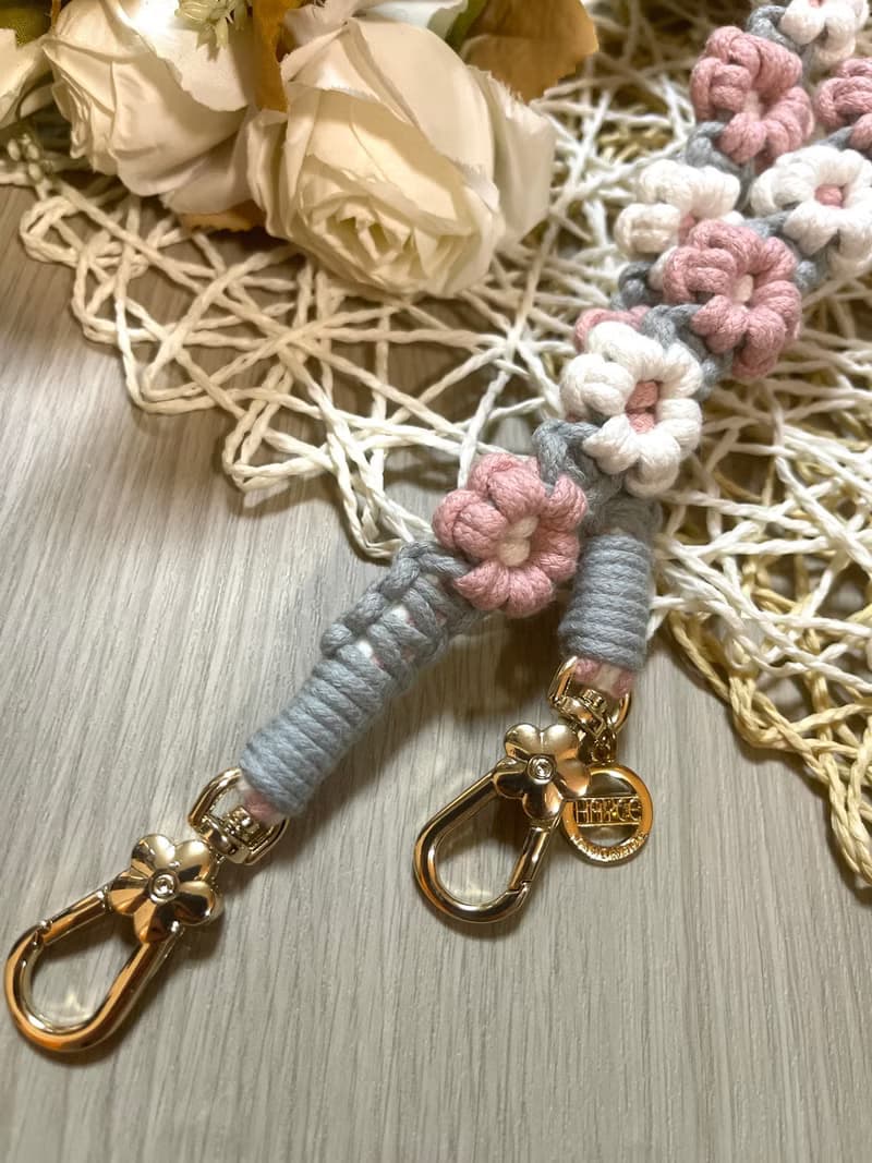 手機掛繩-編織-花花-Macrame-背帶-禮盒