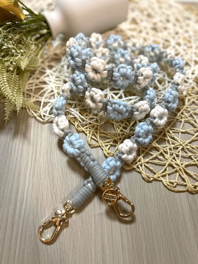 手機掛繩-編織-花花-Macrame-背帶-禮盒