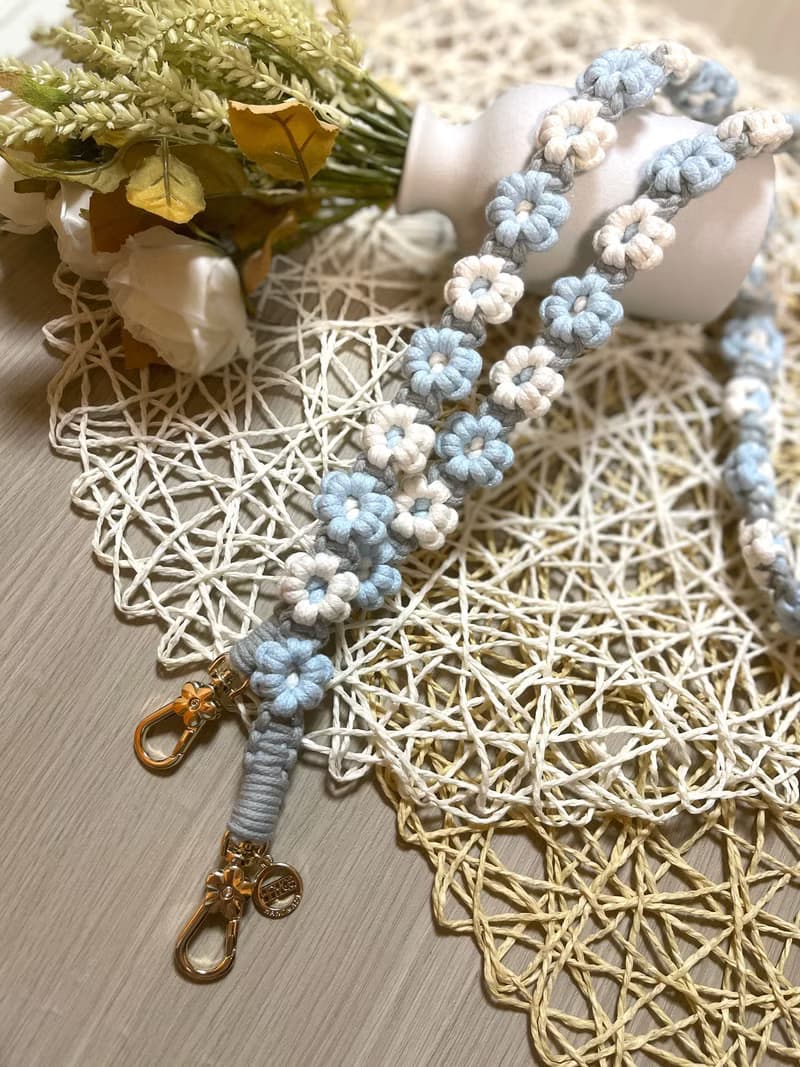 手機掛繩-編織-花花-Macrame-背帶-禮盒