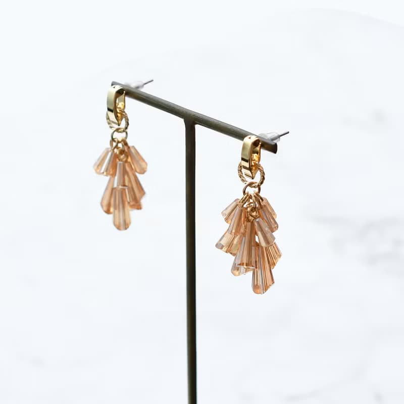 3WAY つけかえタッセルのピアス・イヤリング/Orange Pink
