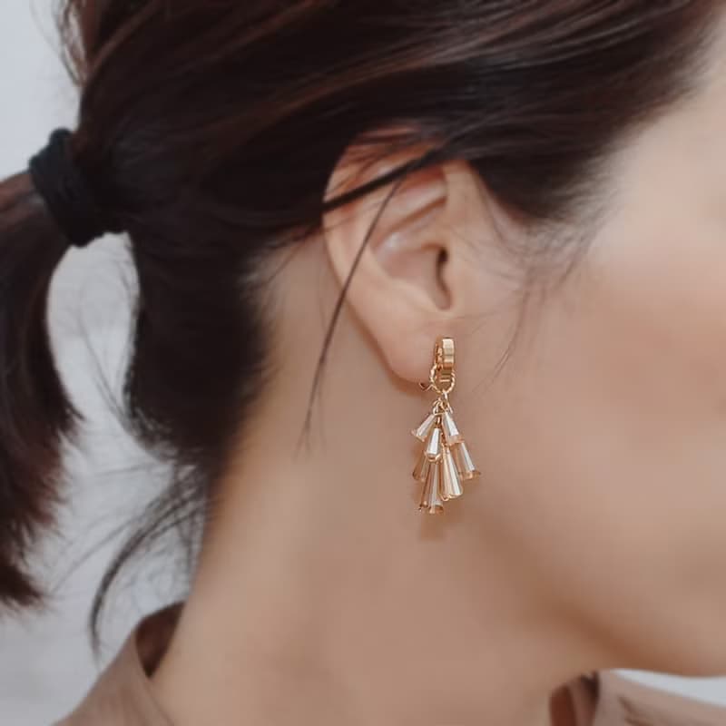 3WAY つけかえタッセルのピアス・イヤリング/Orange Pink