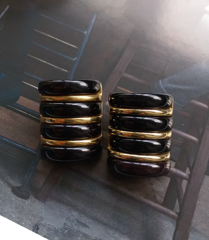 Vintage Jewelry 西洋古董飾品 摩登普普 黑色調 夾式耳環