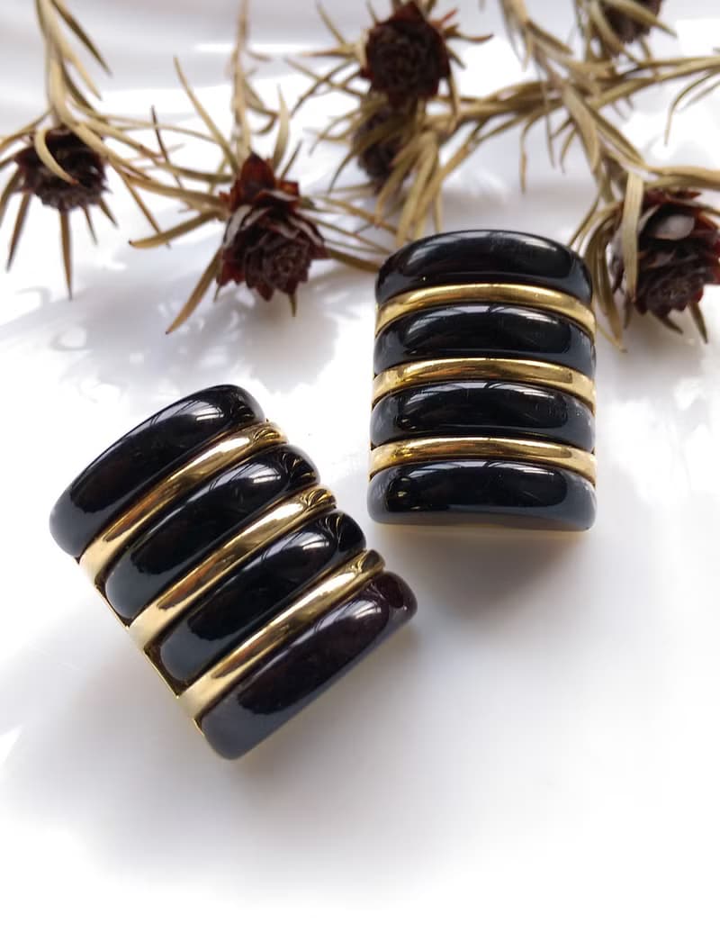 Vintage Jewelry 西洋古董飾品 摩登普普 黑色調 夾式耳環