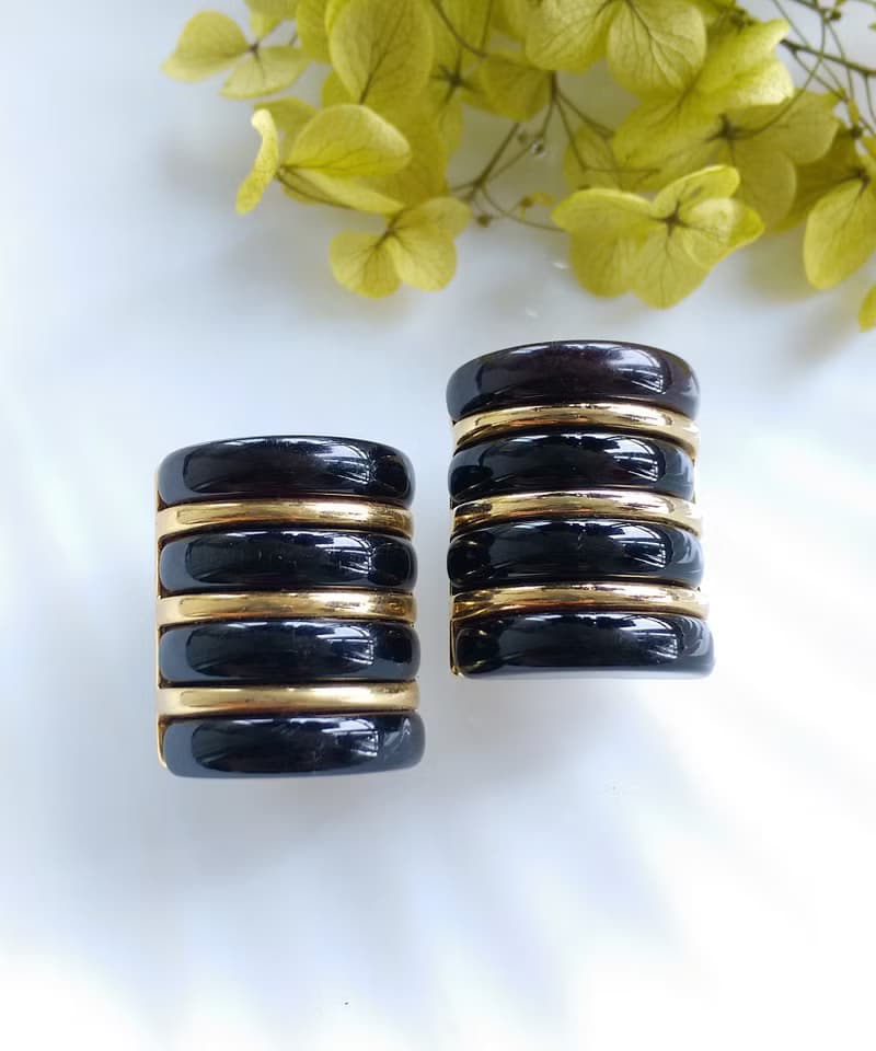 Vintage Jewelry 西洋古董飾品 摩登普普 黑色調 夾式耳環