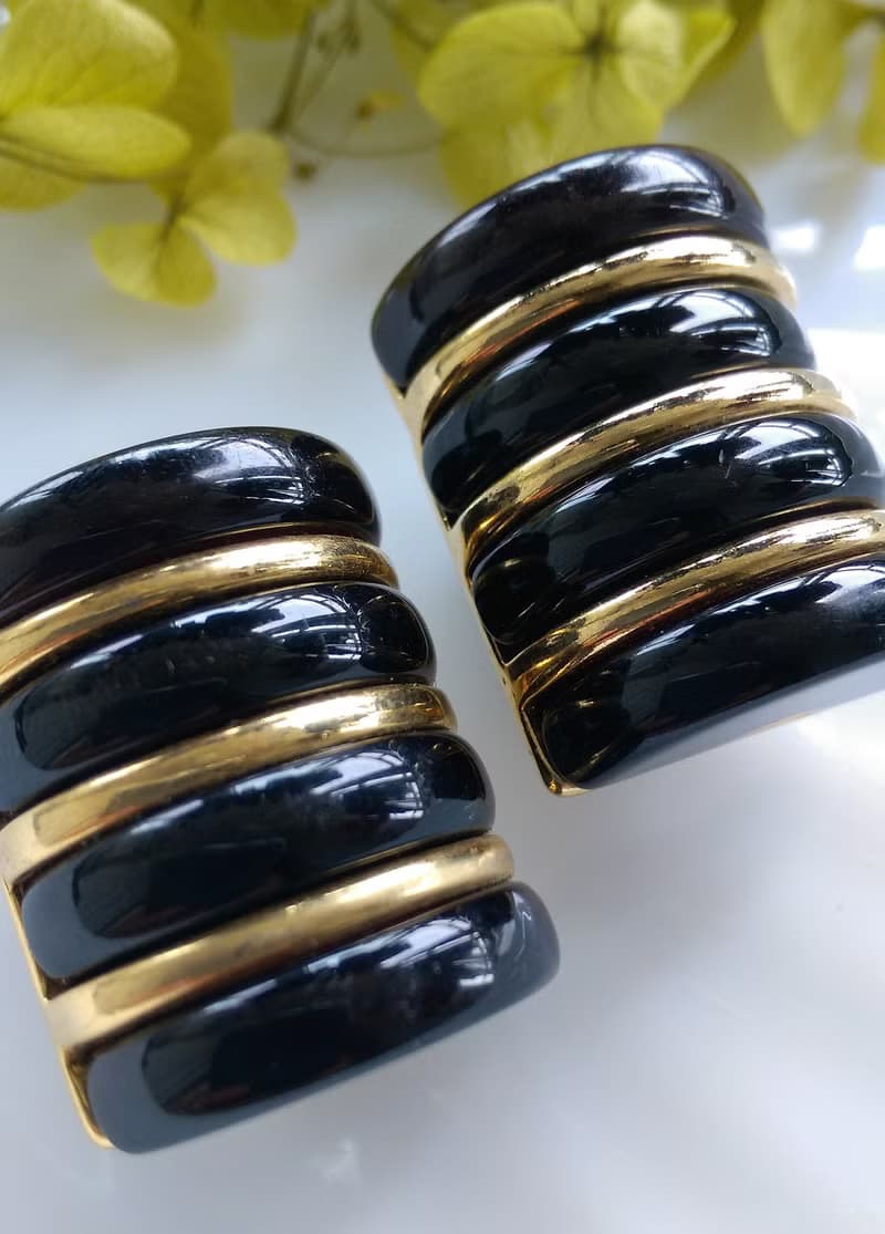 Vintage Jewelry 西洋古董飾品 摩登普普 黑色調 夾式耳環