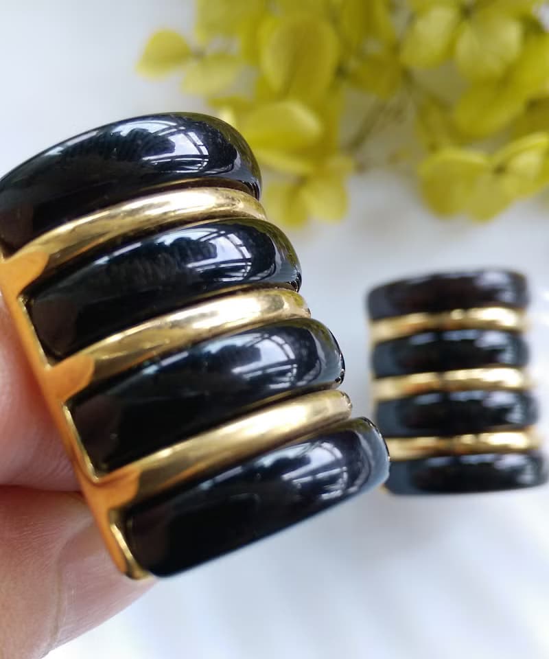 Vintage Jewelry 西洋古董飾品 摩登普普 黑色調 夾式耳環