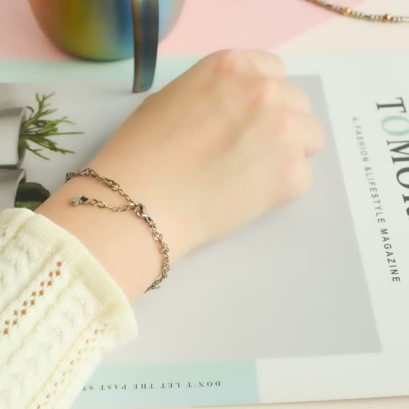 珠圓蝶飛 純鈦手鍊 (抗敏/永不變質/FreeSize)