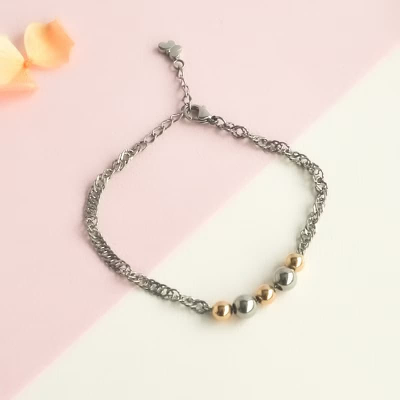 珠圓蝶飛 純鈦手鍊 (抗敏/永不變質/FreeSize)