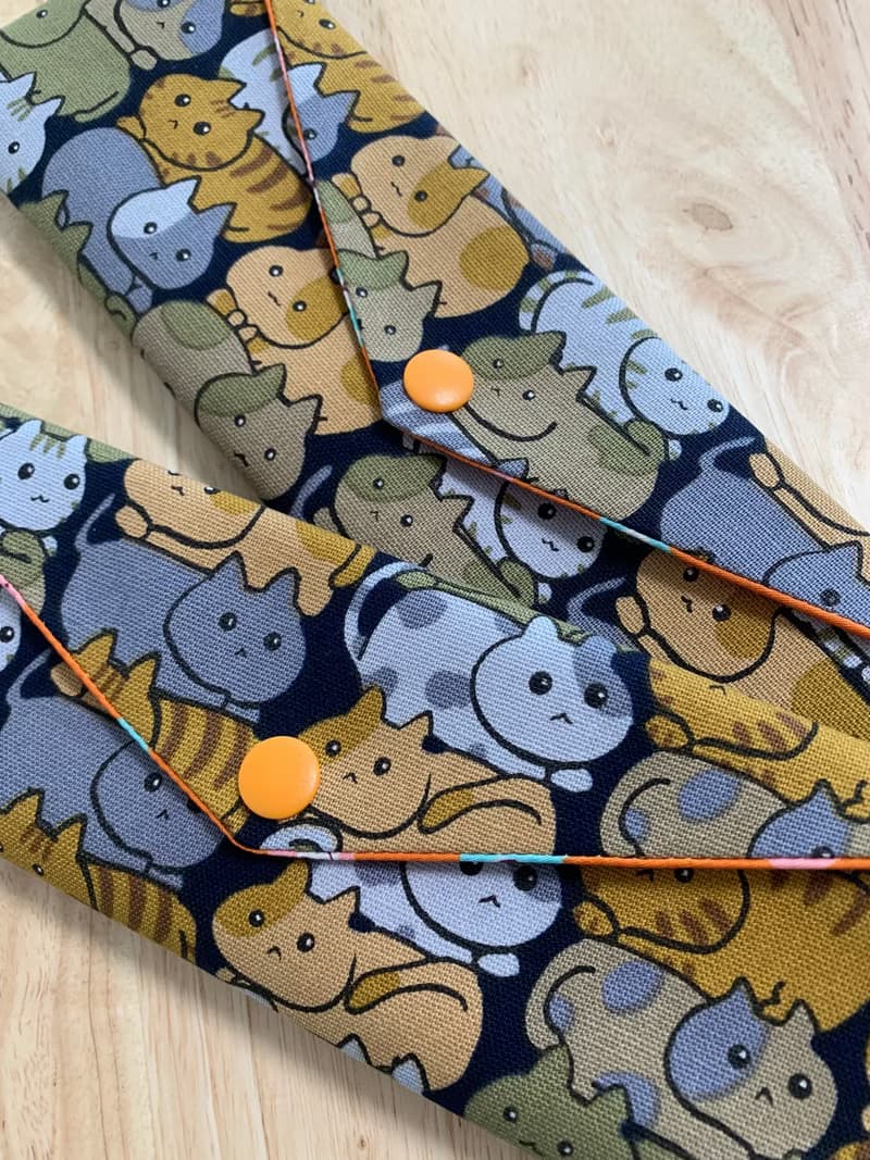 文青風環保純棉筷袋 喵喵有心事 深情黑 日本 潮物 收納 手作餐具