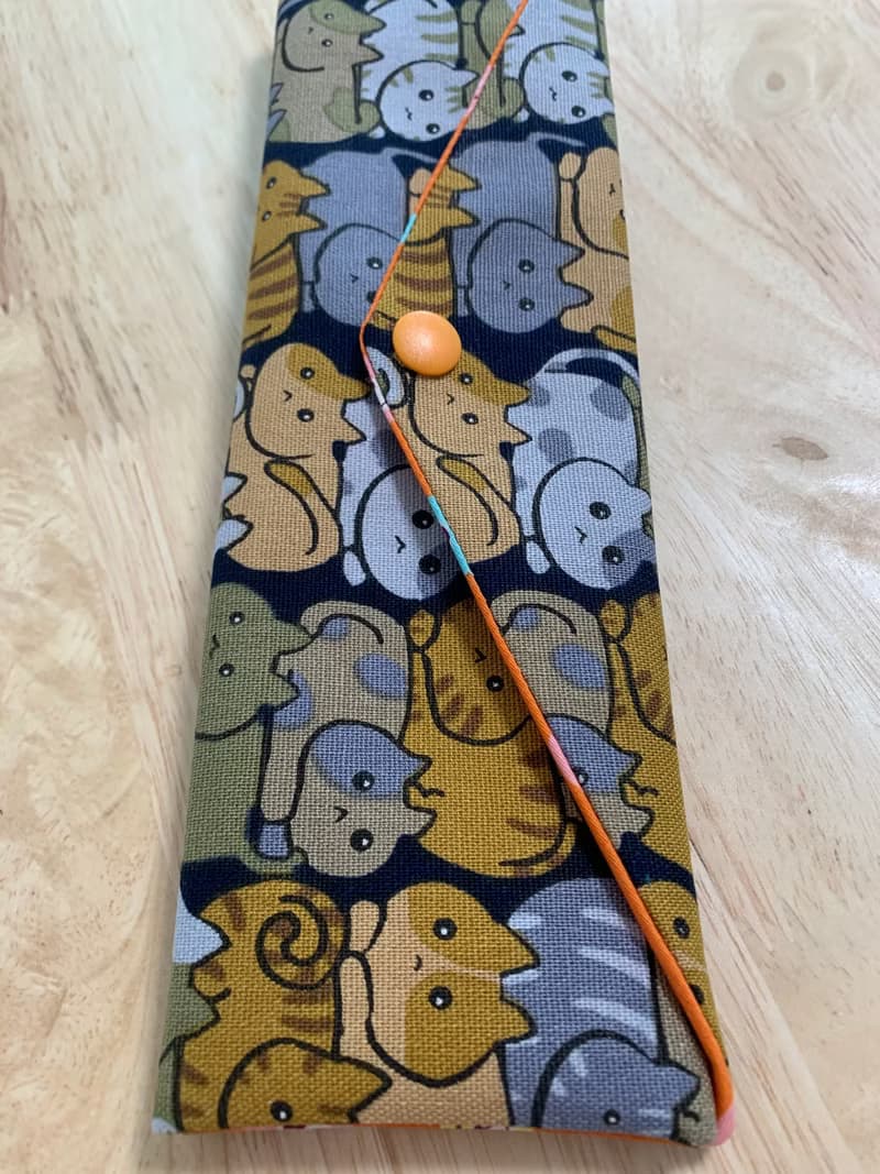 文青風環保純棉筷袋 喵喵有心事 深情黑 日本 潮物 收納 手作餐具