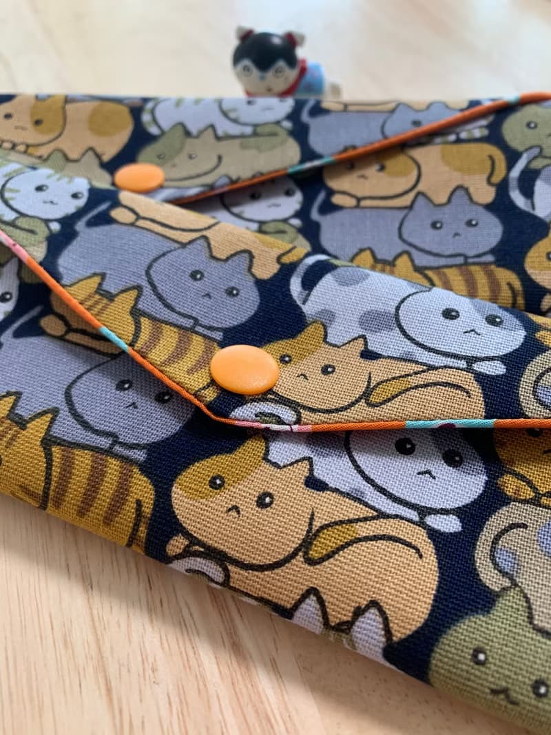 文青風環保純棉筷袋 喵喵有心事 深情黑 日本 潮物 收納 手作餐具