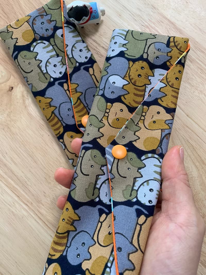 文青風環保純棉筷袋 喵喵有心事 深情黑 日本 潮物 收納 手作餐具