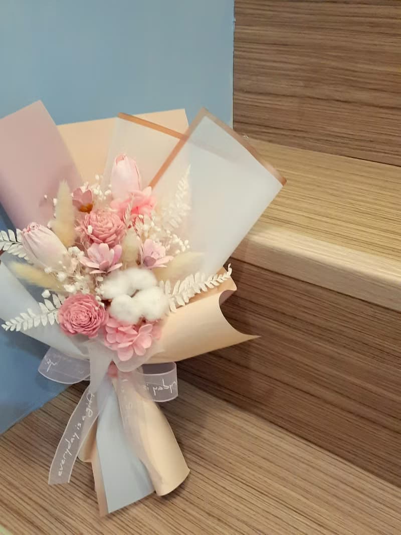 溫柔奶茶粉 韓系花束(奶茶色/拍照道具/生日禮物/乾燥花束)