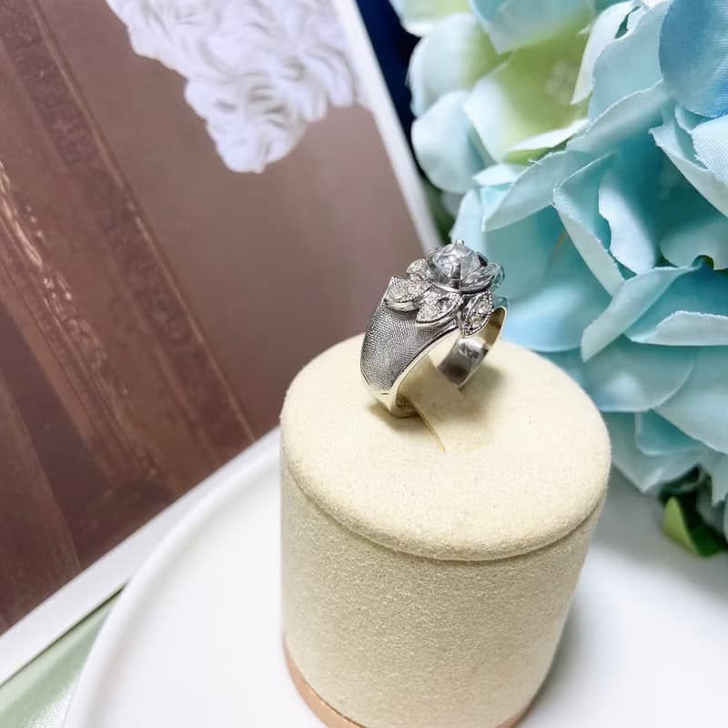 【西洋古董飾品】18KTGE k金高雅精品花葉滿鑽沙銀質感  戒指