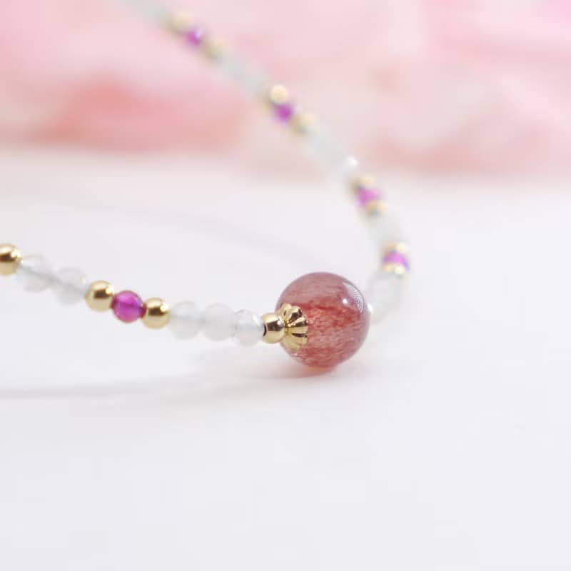 草莓晶 紅寶石 月光石 美國14KGF包金 天然石 水晶