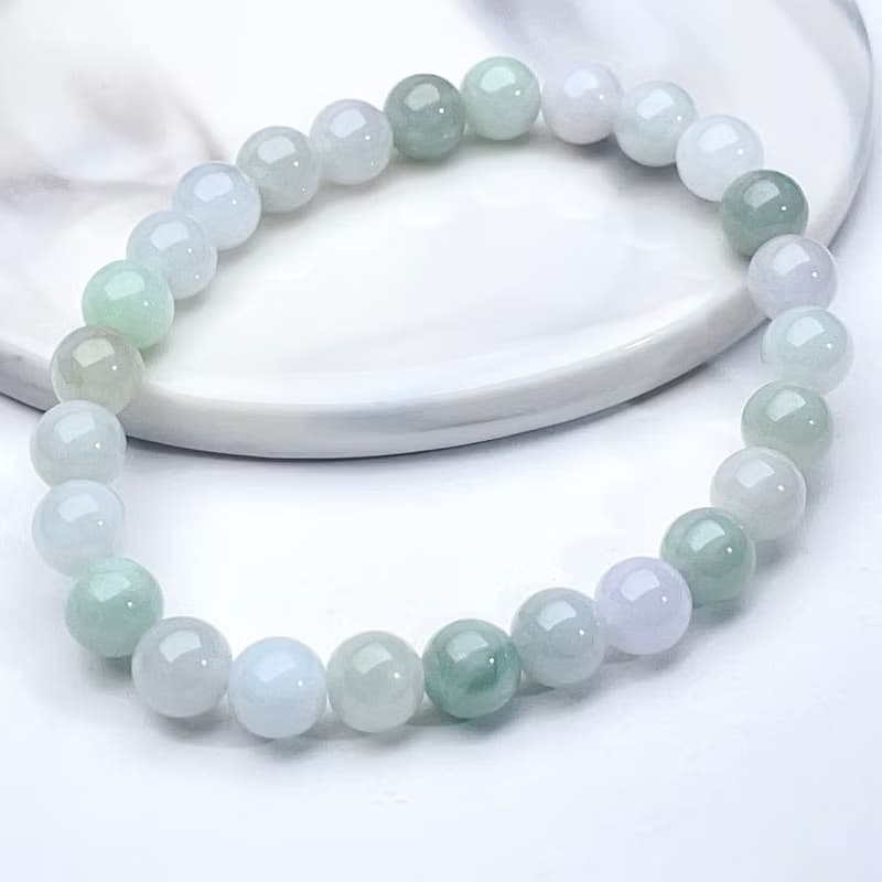 【好運連連】冰種飄花翡翠手珠手鍊 | 天然緬甸玉翡翠A貨 | 送禮