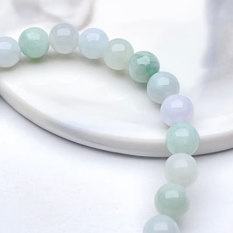 【好運連連】冰種飄花翡翠手珠手鍊 | 天然緬甸玉翡翠A貨 | 送禮