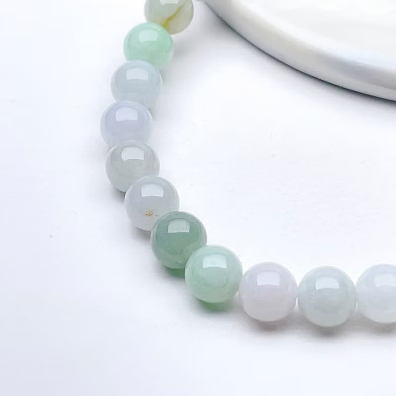 【好運連連】冰種飄花翡翠手珠手鍊 | 天然緬甸玉翡翠A貨 | 送禮