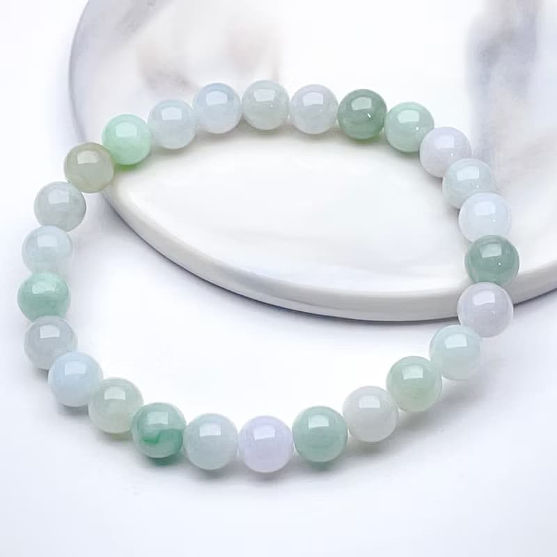 【好運連連】冰種飄花翡翠手珠手鍊 | 天然緬甸玉翡翠A貨 | 送禮