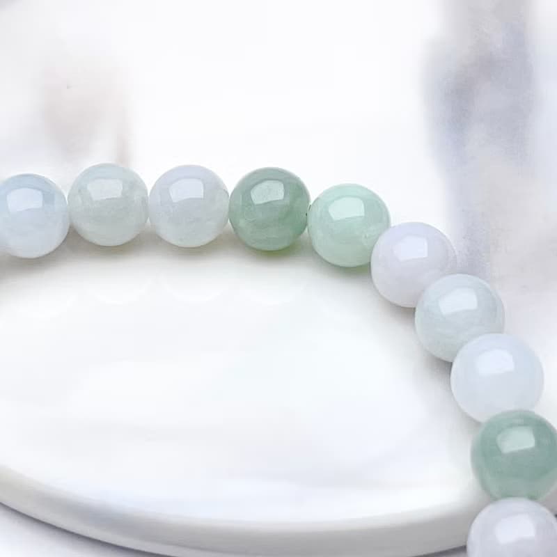 【好運連連】冰種飄花翡翠手珠手鍊 | 天然緬甸玉翡翠A貨 | 送禮