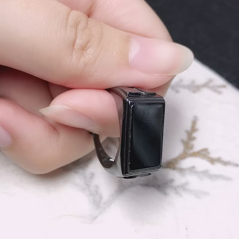 墨翠馬鞍戒指 925純銀 | 天然緬甸A貨翡翠 | 送禮