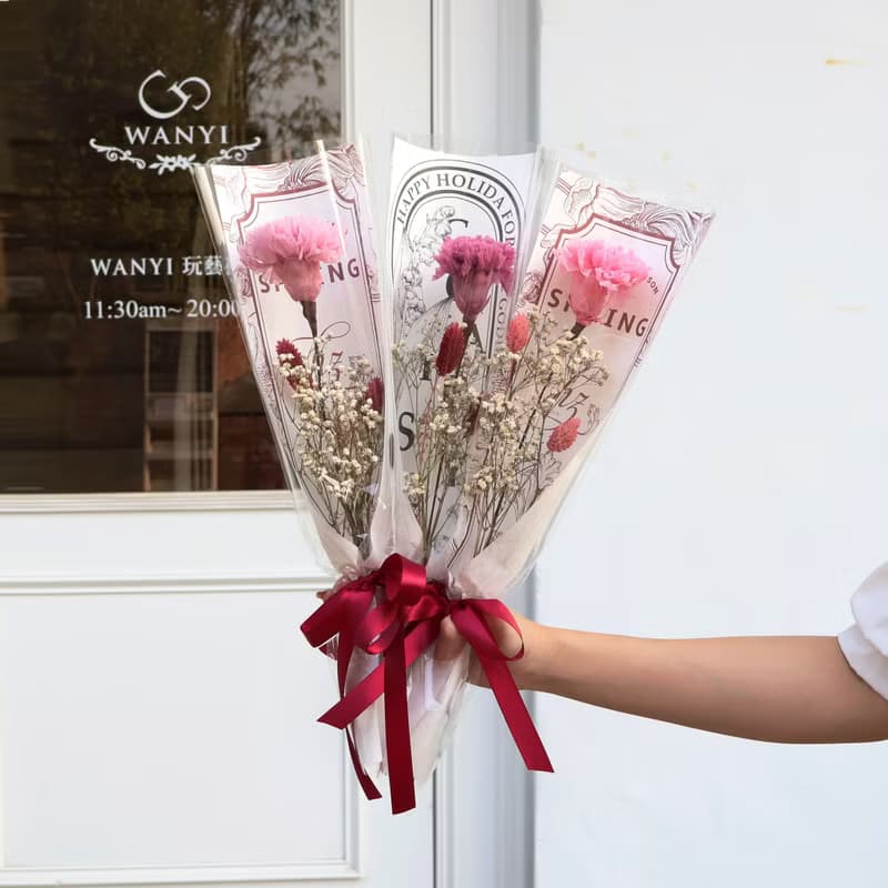 復古碎花母親節康乃馨永生花束  永生花 乾燥花 母親節 母親節花