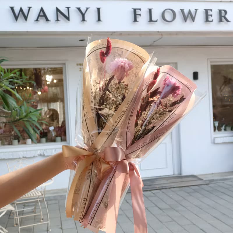 復古碎花母親節康乃馨永生花束  永生花 乾燥花 母親節 母親節花