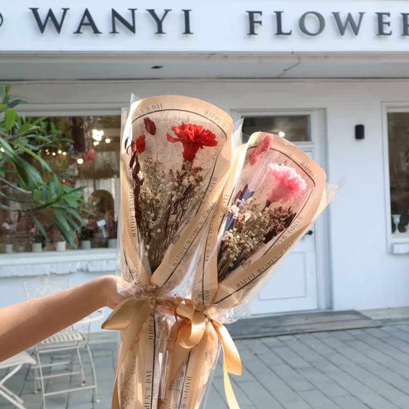 復古碎花母親節康乃馨永生花束  永生花 乾燥花 母親節 母親節花