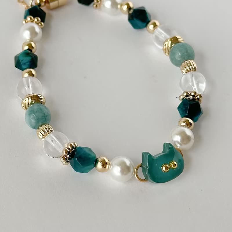 貓貓好朋友手鍊 | 迷你藍綠