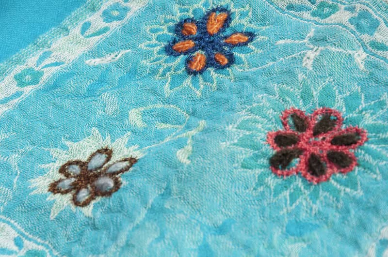 羊絨毯 刺繡毛毯 羊毛蓋毯 保暖披肩 露營毛毯 水煮羊毛披肩/針織圍巾/刺繡圍巾/羊絨披巾/喀什米爾Cashmere-花