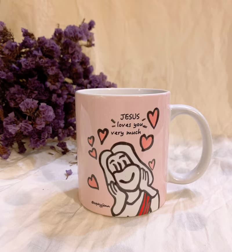 耶穌愛你 Jesus Loves You 馬克杯 手繪插畫風格 原創 Q版 咖啡杯