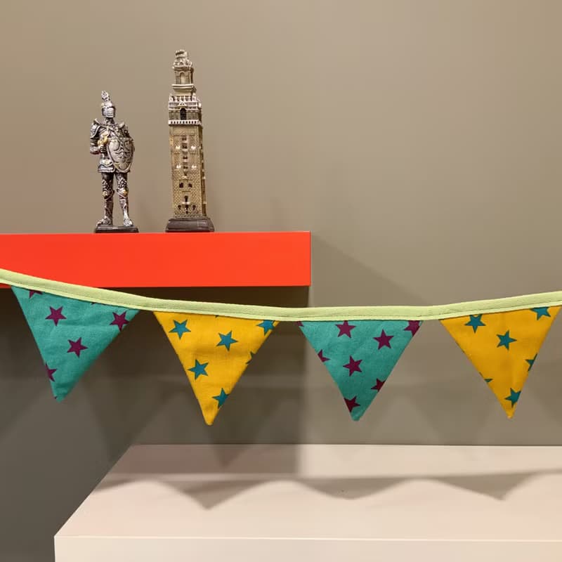 星星雙面純棉麻三角旗11片—露營/生日/派對/店面/婚禮