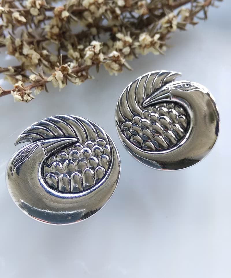 Vintage Jewelry 西洋古董飾品 Laurel Burch  銀天鵝 夾式耳環