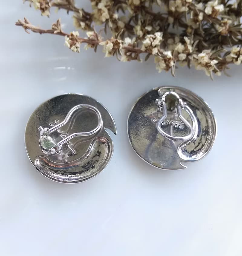 Vintage Jewelry 西洋古董飾品 Laurel Burch  銀天鵝 夾式耳環