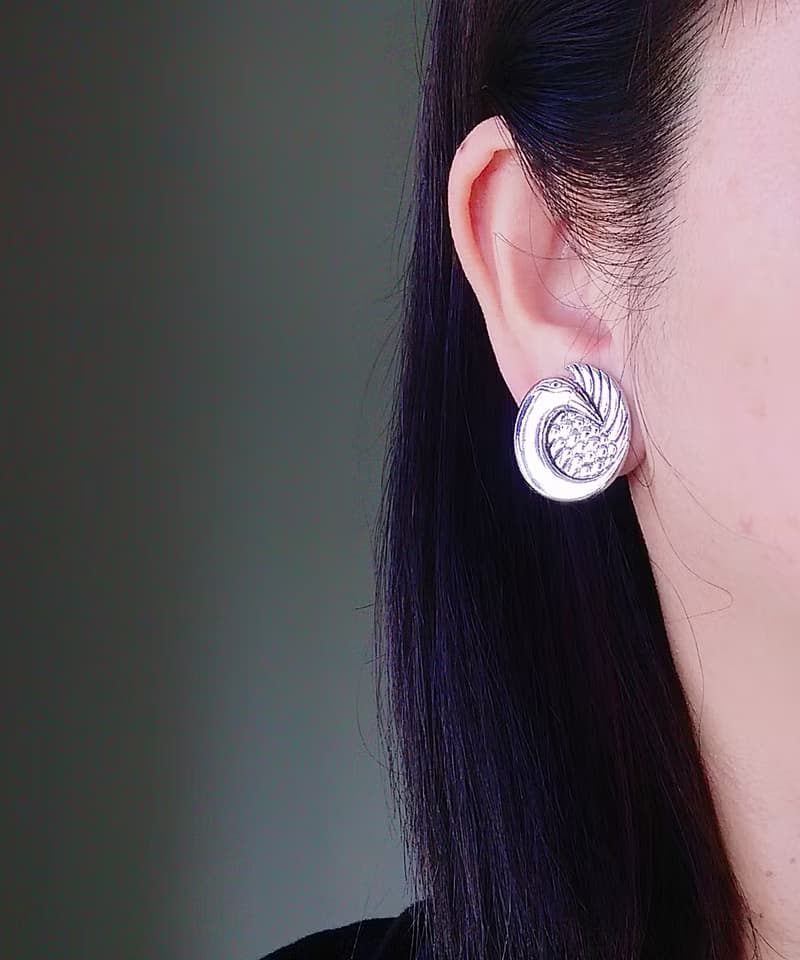 Vintage Jewelry 西洋古董飾品 Laurel Burch  銀天鵝 夾式耳環