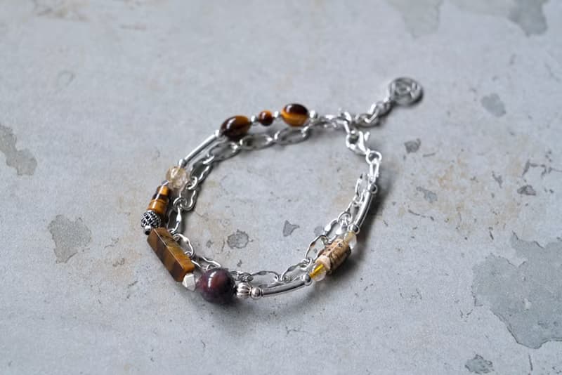 秋雨 - 虎眼石 彼得石 金髮晶 圖畫石 925純銀 手鍊