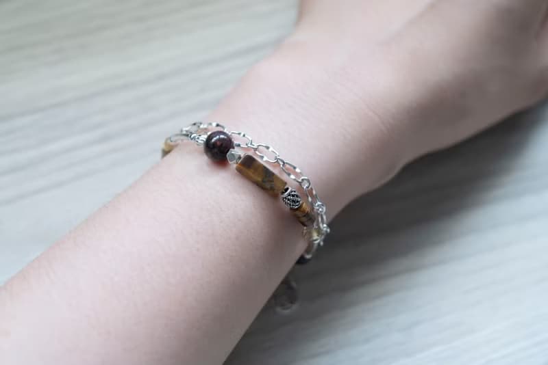 秋雨 - 虎眼石 彼得石 金髮晶 圖畫石 925純銀 手鍊