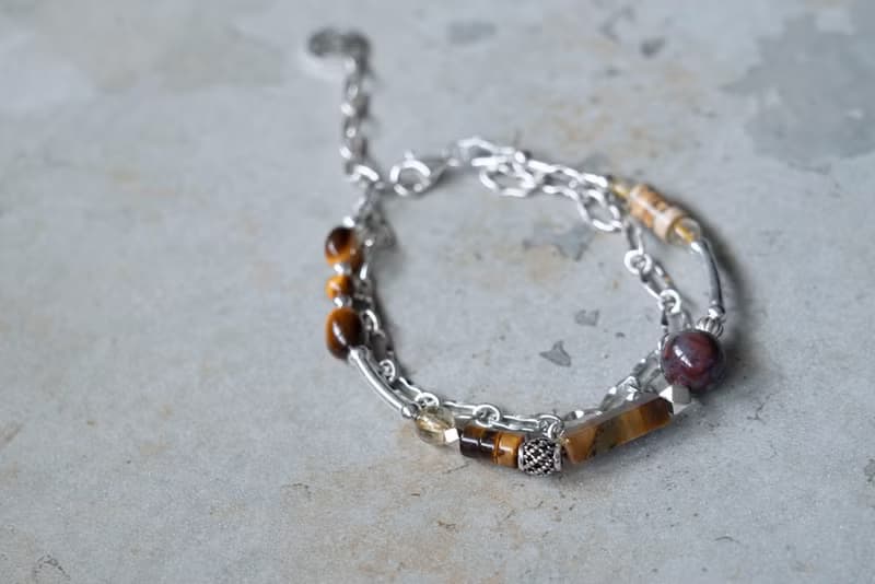 秋雨 - 虎眼石 彼得石 金髮晶 圖畫石 925純銀 手鍊