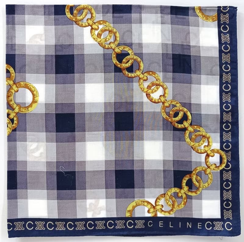 Celine Vintage Scarf Luxury Gold Chain Jewelry 23 x 22.5 inches