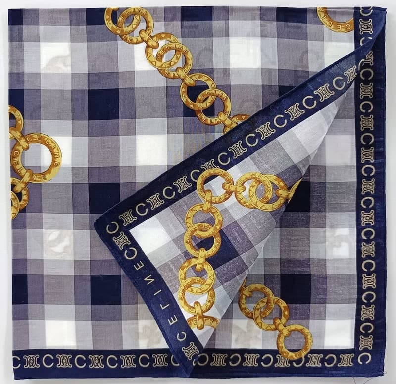 Celine Vintage Scarf Luxury Gold Chain Jewelry 23 x 22.5 inches