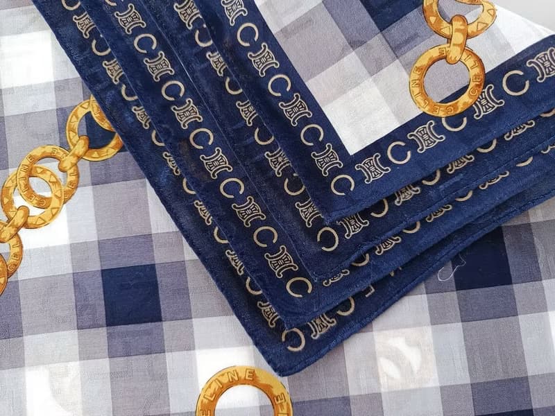 Celine Vintage Scarf Luxury Gold Chain Jewelry 23 x 22.5 inches